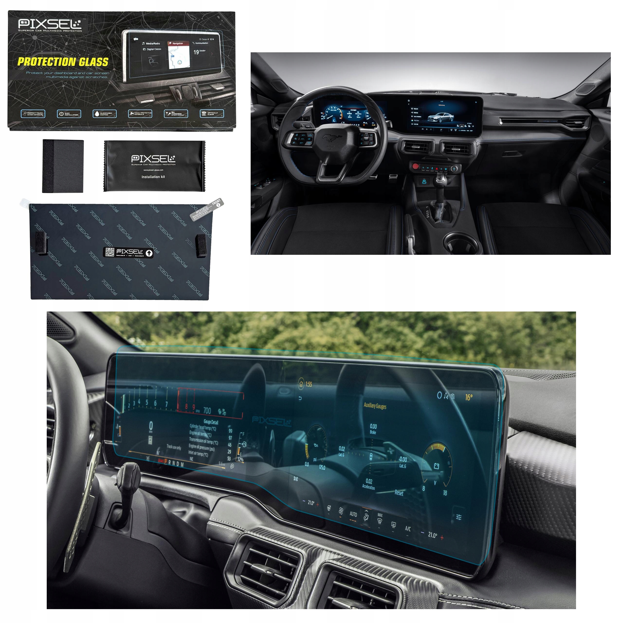 Antyodciskowe Matowe Szkło Ochronne Ford MUSTANG-29.7“ 2024-