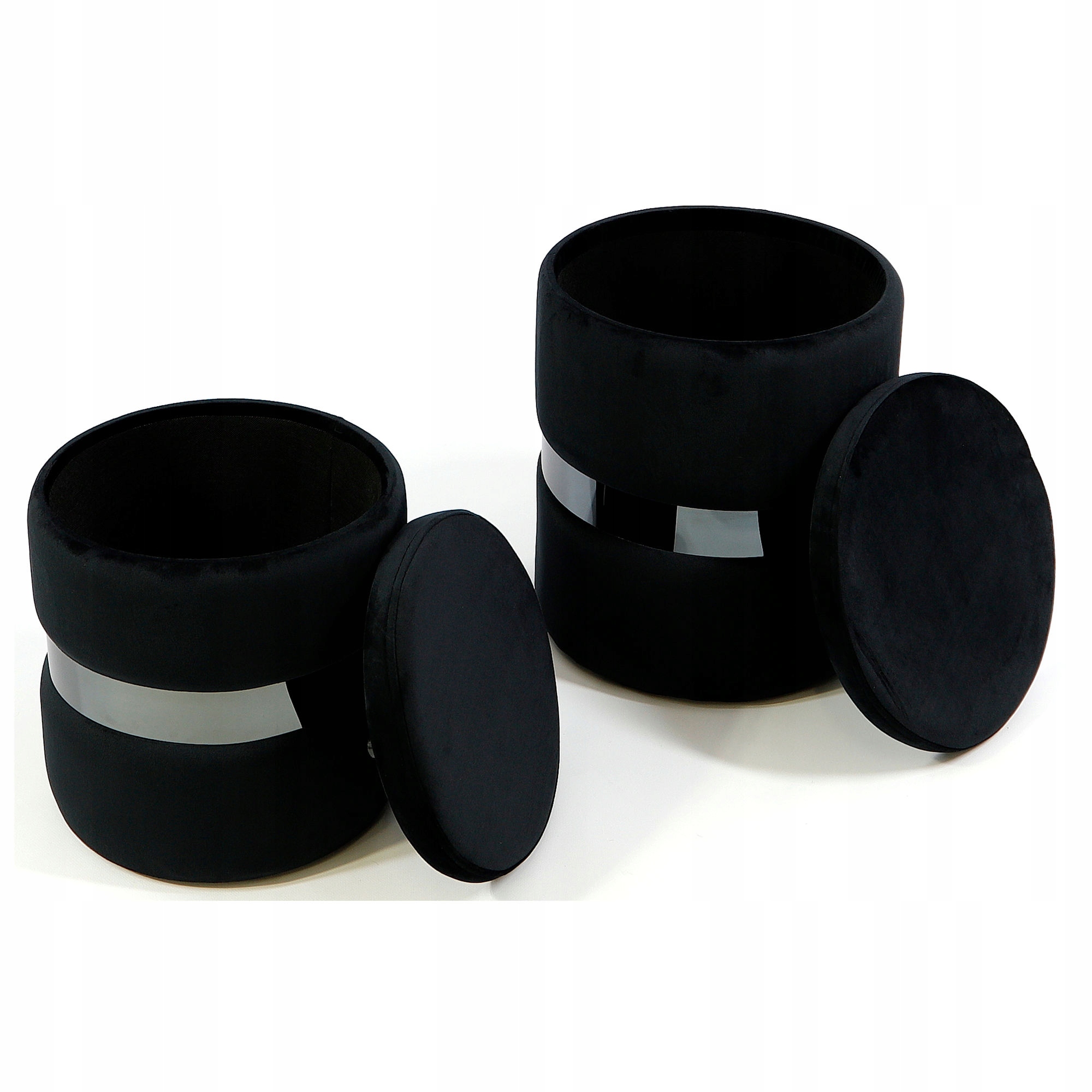 

Pufa Welurowa Czarna Welur podnóżek 35 42cm 2w1