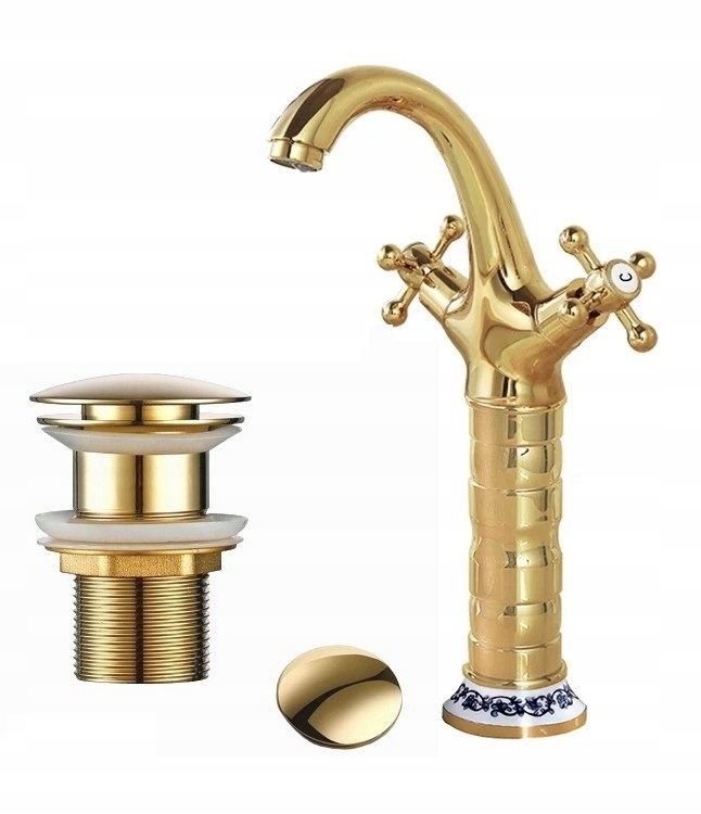 Umývadlová batéria Old Retro Gold Klik zátka