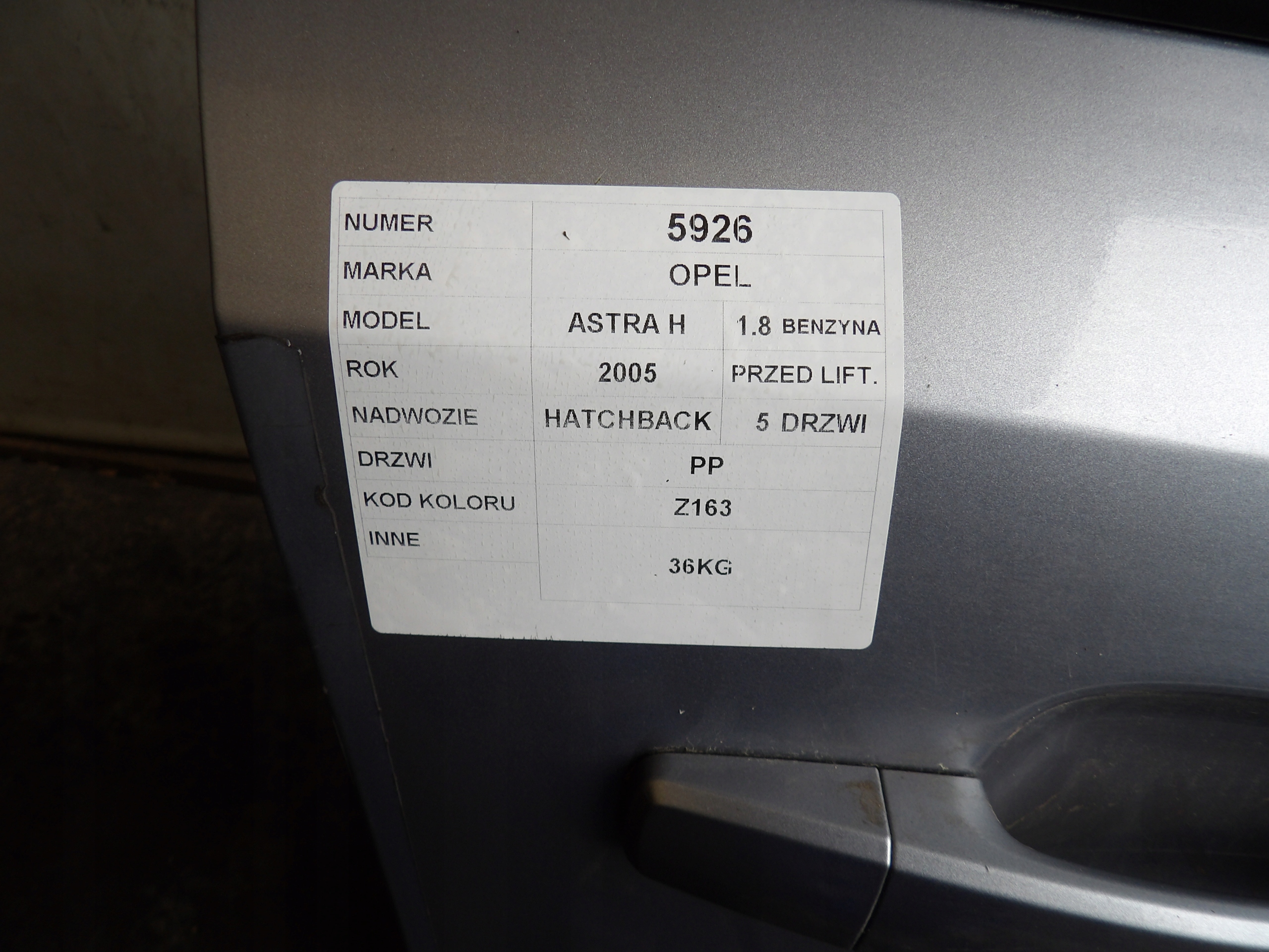 Opel Astra H door front right Z163