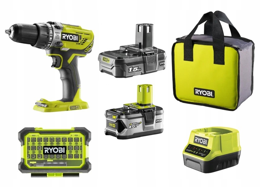 Aku Vrtačka Ryobi One+ R18DD3-2415BSA31 Aku 1x1,5Ah, 1x4,0Ah Bity