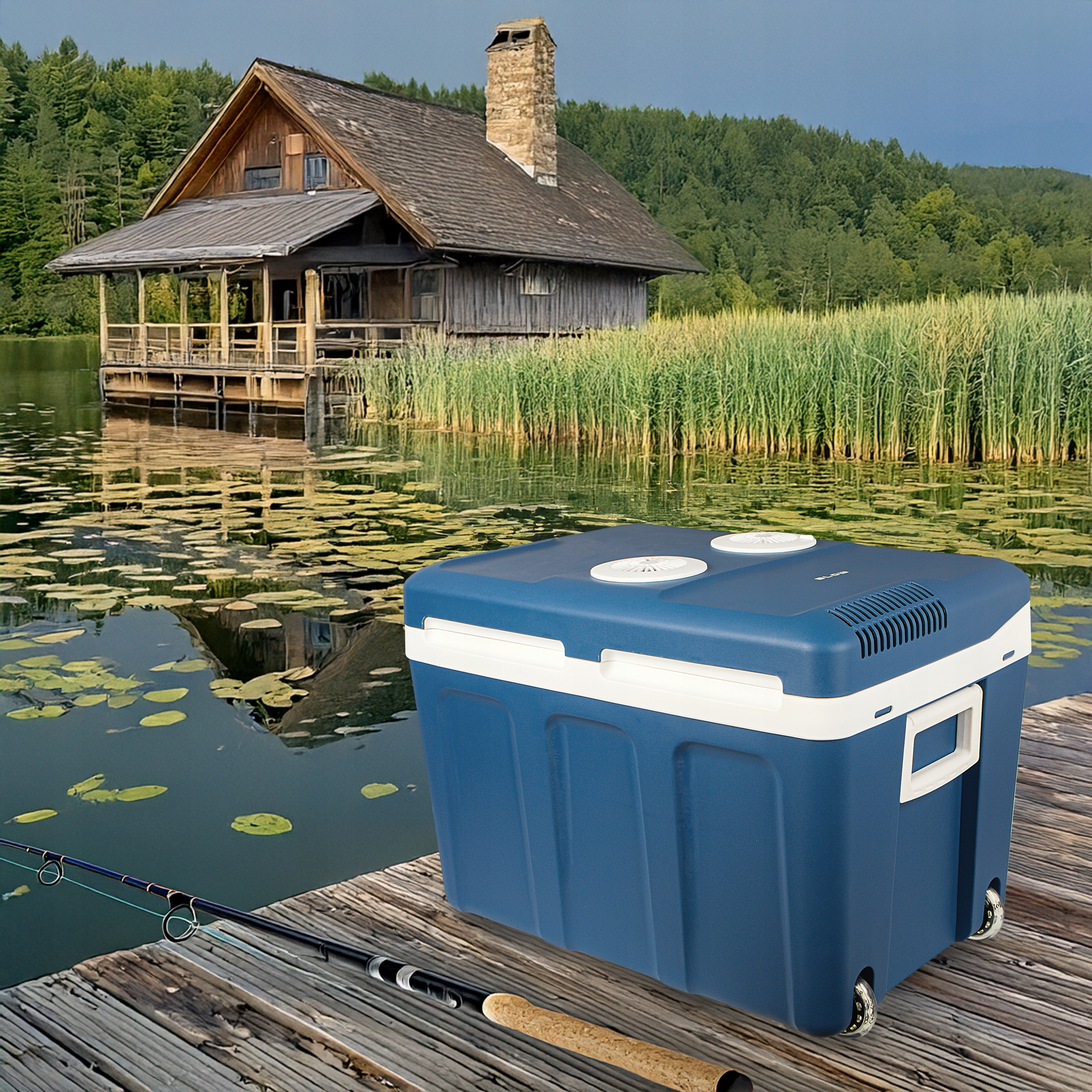 LODÓWKA TURYSTYCZNA SAMOCHODOWA PRZENOŚNA MOCNA 12V 230V KÓŁKA UCHWYT 42L Model 44-210#