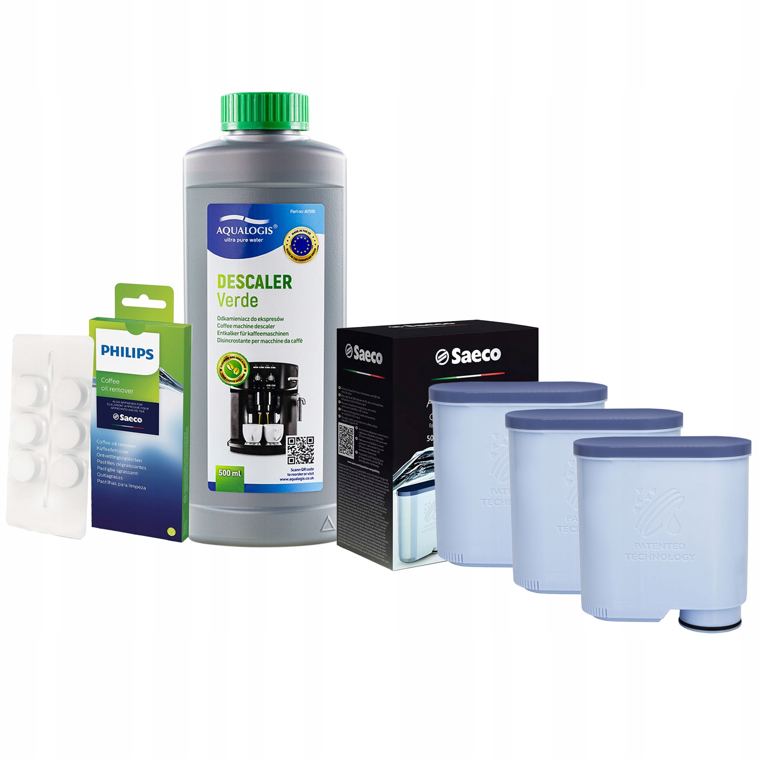 Sada Philips Saeco Filter Aquaclean CA6903 3ks, Verde 500ml, CA6704/10