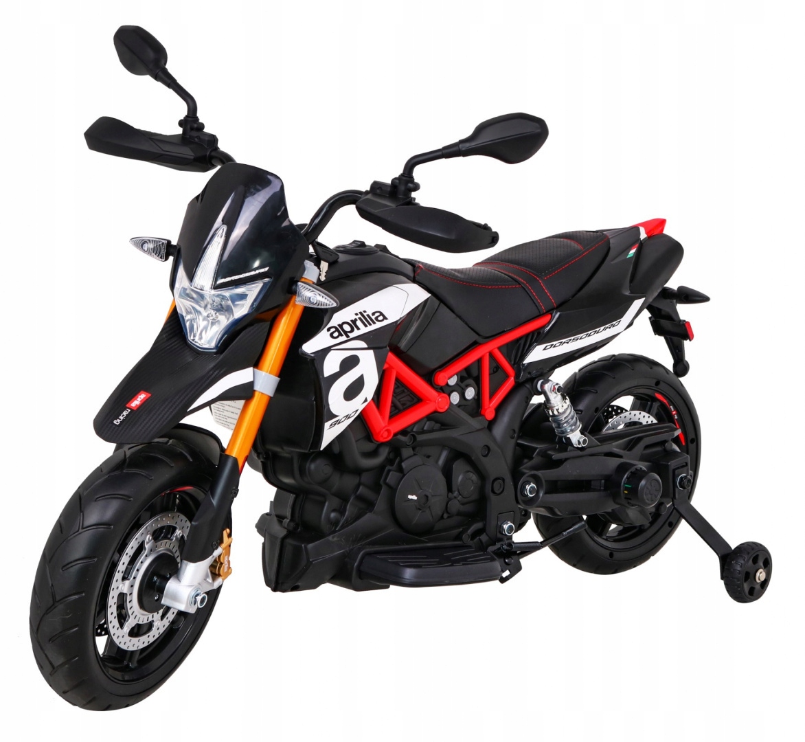 Motor Motorek dla dzieci Aprilia 2 silniki Ekoskóra czarny do 30 kg
