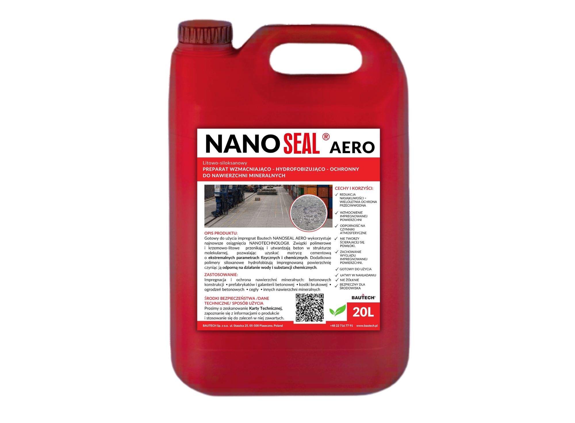 Impregnat hydrofobizujący do betonu Bautech Nanoseal Aero 20L