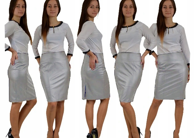 GŁADKA OŁÓWKOWA SPÓDNICA EKO SKÓRA SZARA r.46 Marka inna