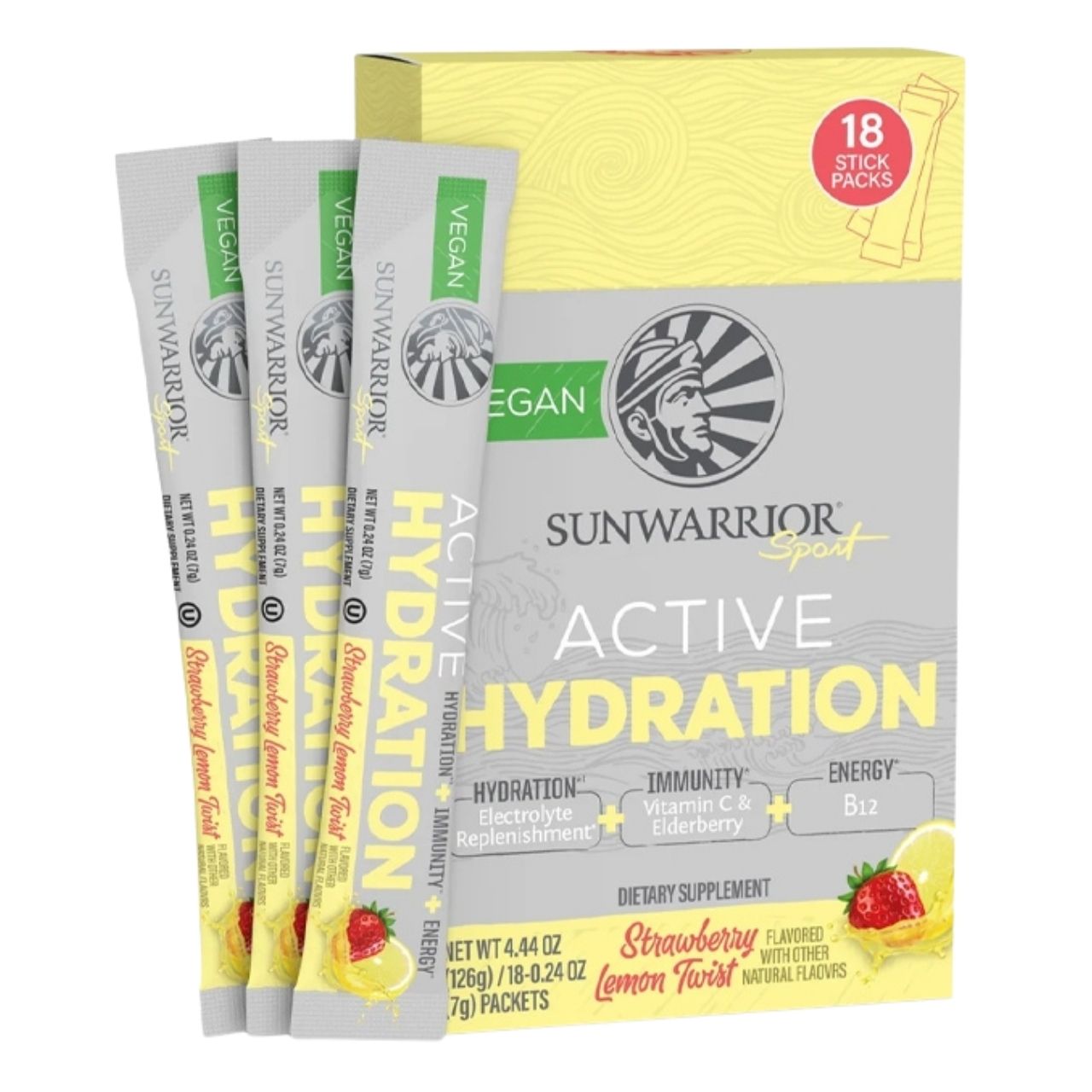 Elektrolyty Sunwarrior Warrior Active Hydration Jahoda Citron 18 kusů