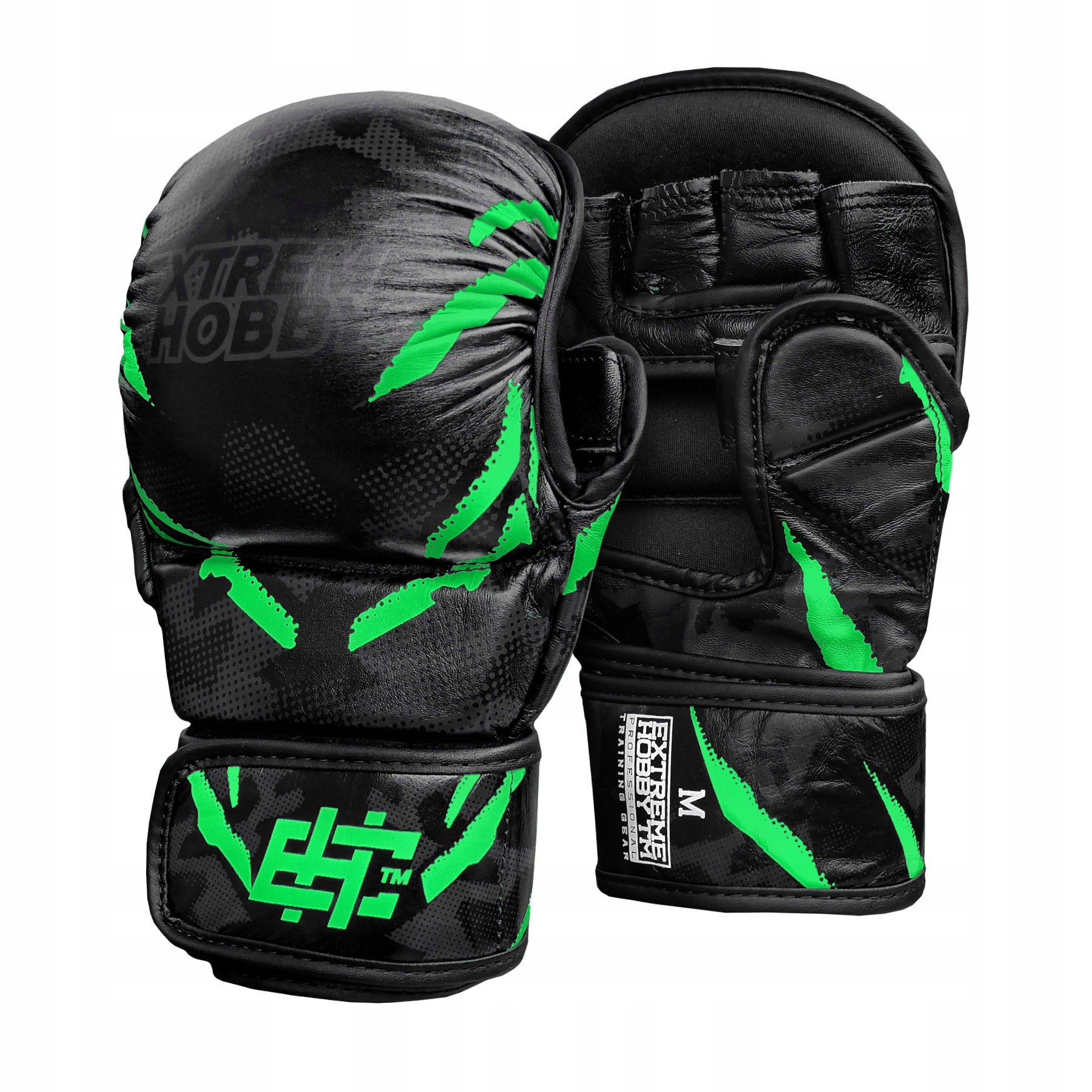 Kožené tréninkové sparringové rukavice pro Mma Black Panther XL Zelené