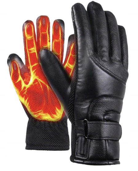RĘKAWICZKI SKÓRZANE OGRZEWANE ELEKTRYCZNE AKUMULATOROWE + Powerbank 5000mAh