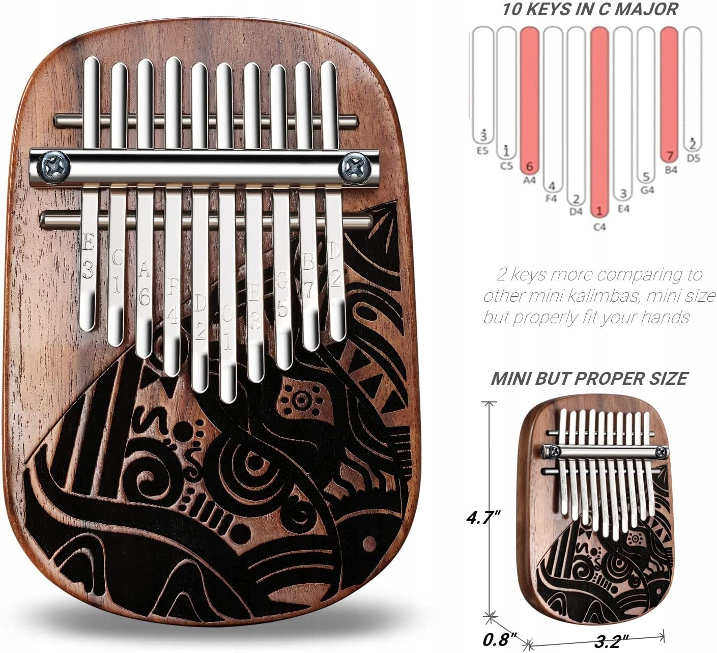 PROFESSIONAL KALIMBA Moozica MINI 10 Key / UK Rodzaj cymbałki