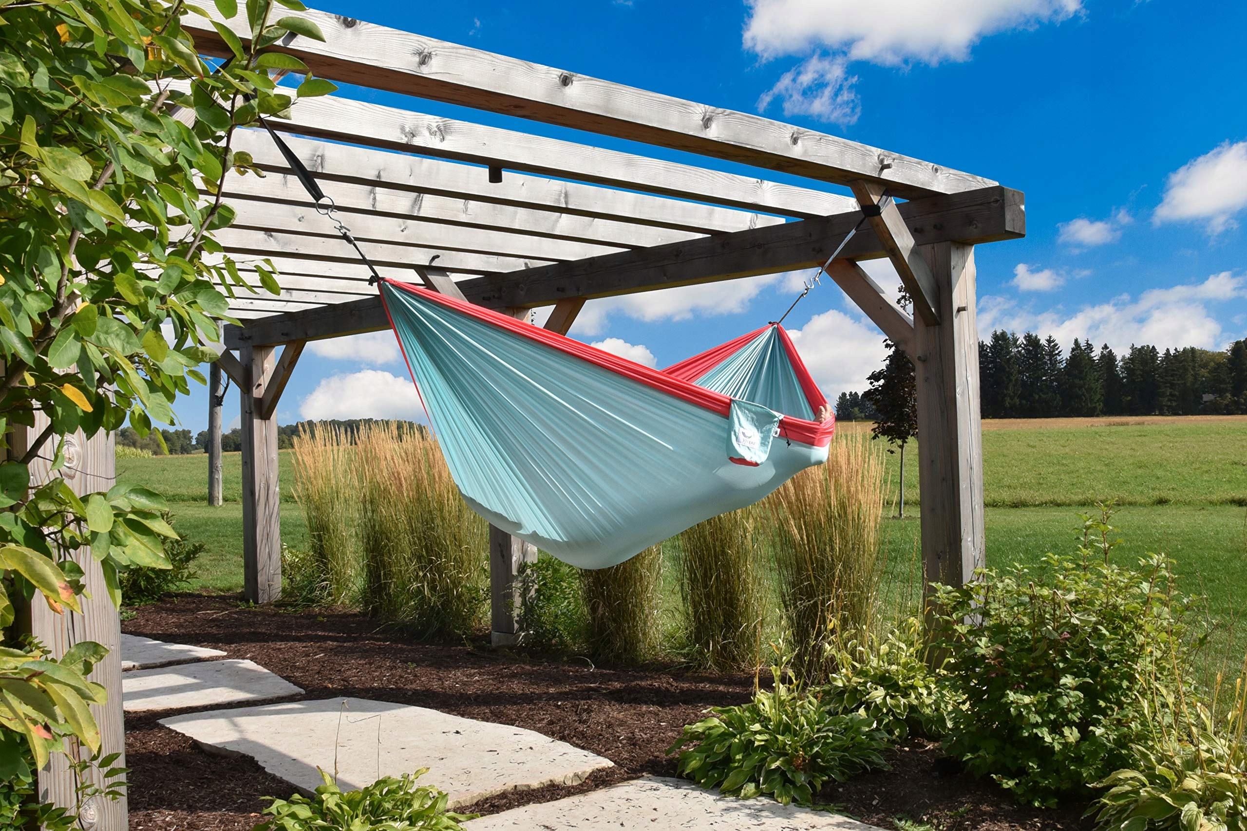 Hamak Nylonowy Podwójny Outdoor Camping Lekki Celeste Rose PAR255 VIVERE — miniatura 2