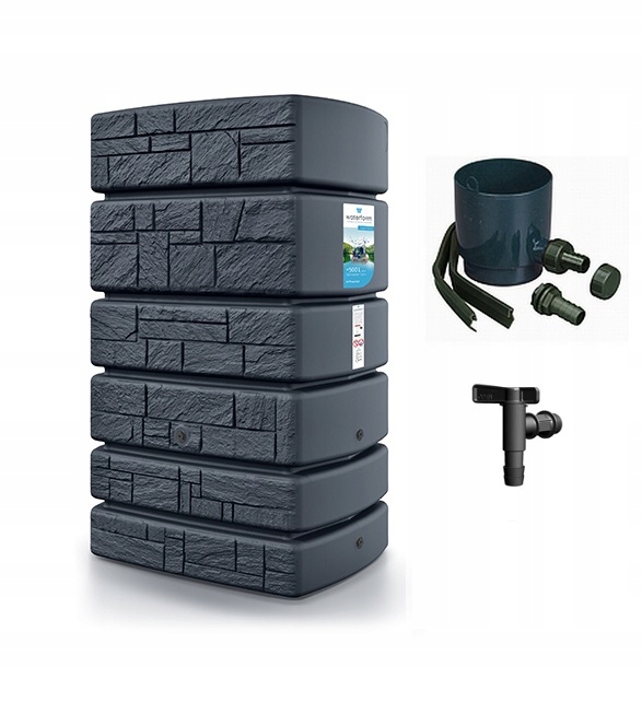ZBIORNIK NA DESZCZÓWKĘ TOWERSTONE 500L ANTRACYT ŁAPACZ 99-110 GF +KRAN