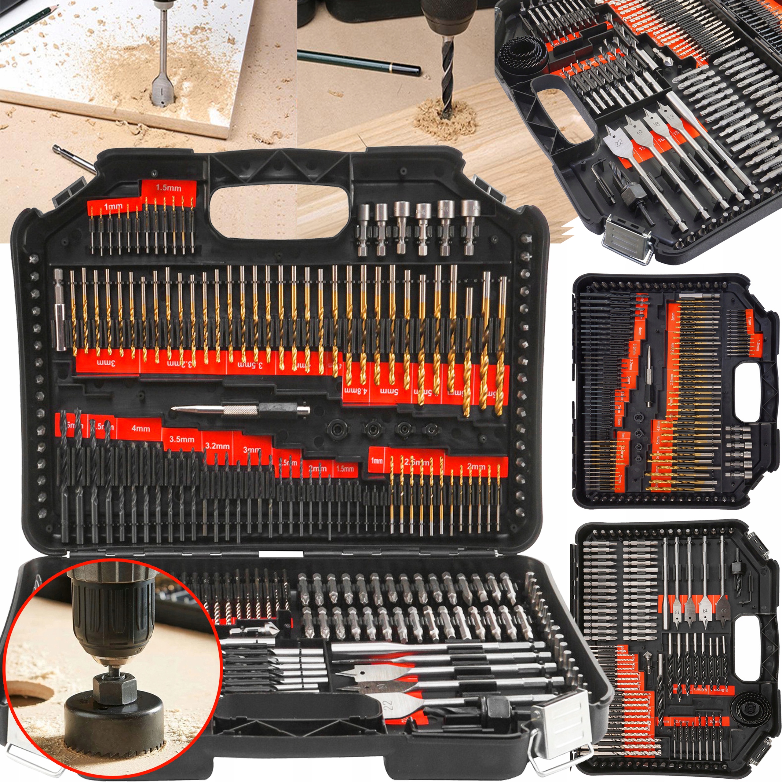 ZESTAW KOMPLET WIERTEŁ NASADEK BITÓW OTWORNIC WIERTŁA BITY OTWORNICE 246 EL