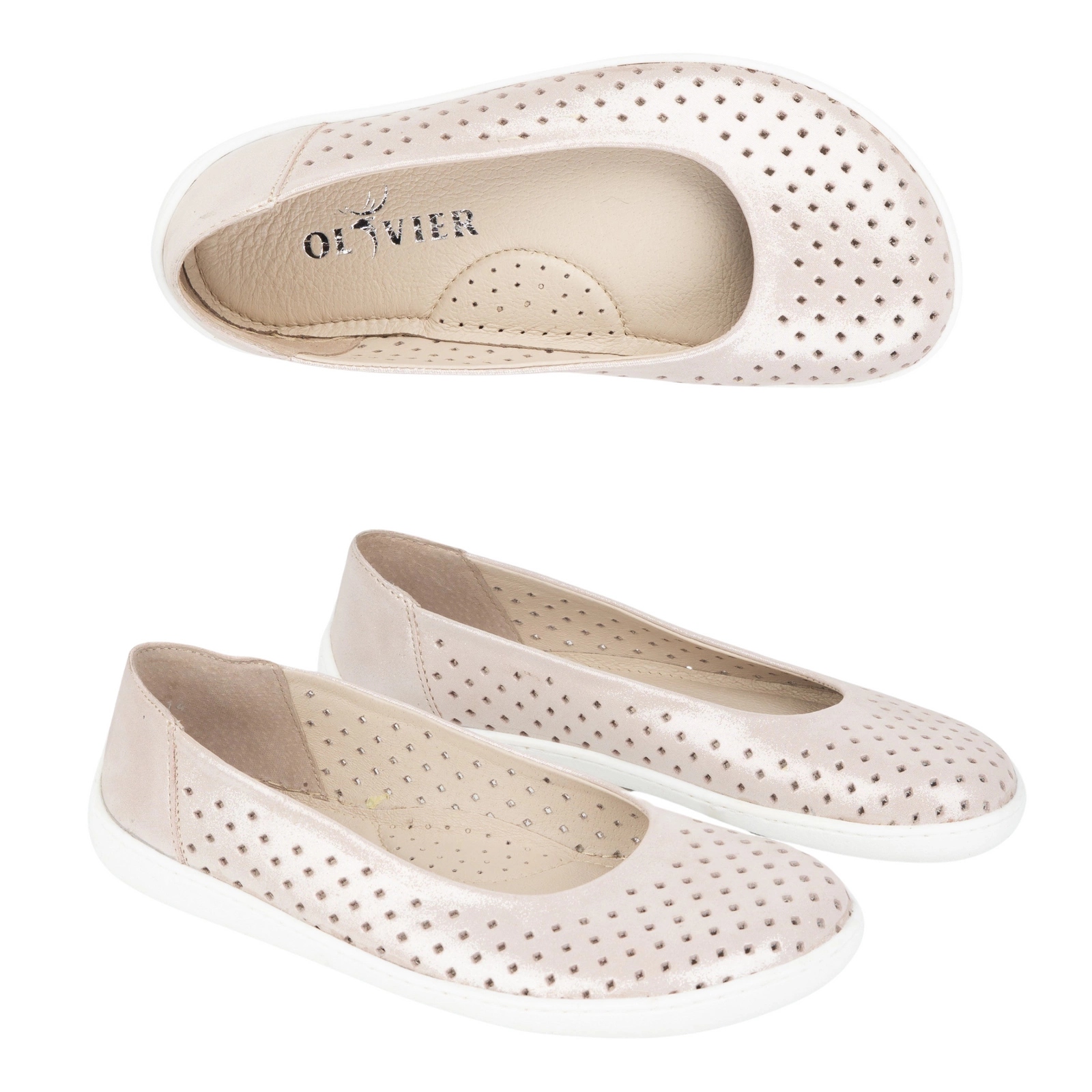 Barefoot Dámské nazouvací lodičky 1771POL Perforace růžové saténové 41