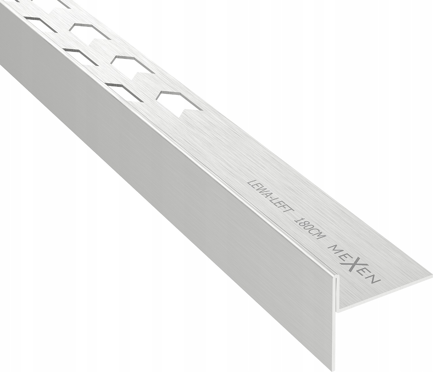 Levý okapový profil pro lineární odtok 180 podlahový Mexen Line-B inox