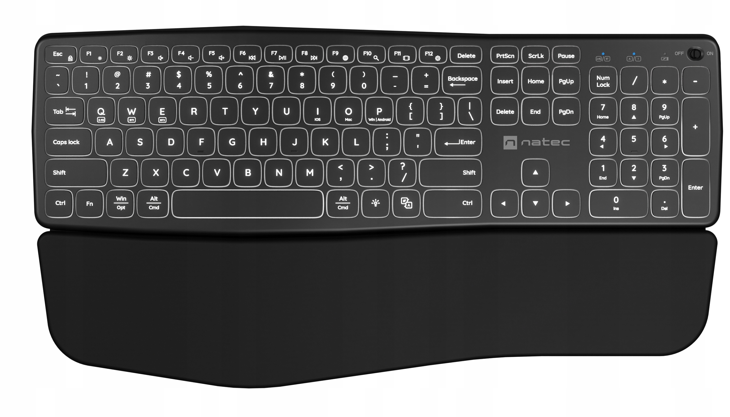 Klawiatura Bezprzewodowa Natec Porifera Bluetooth Podświetlenie 2.4GHZ