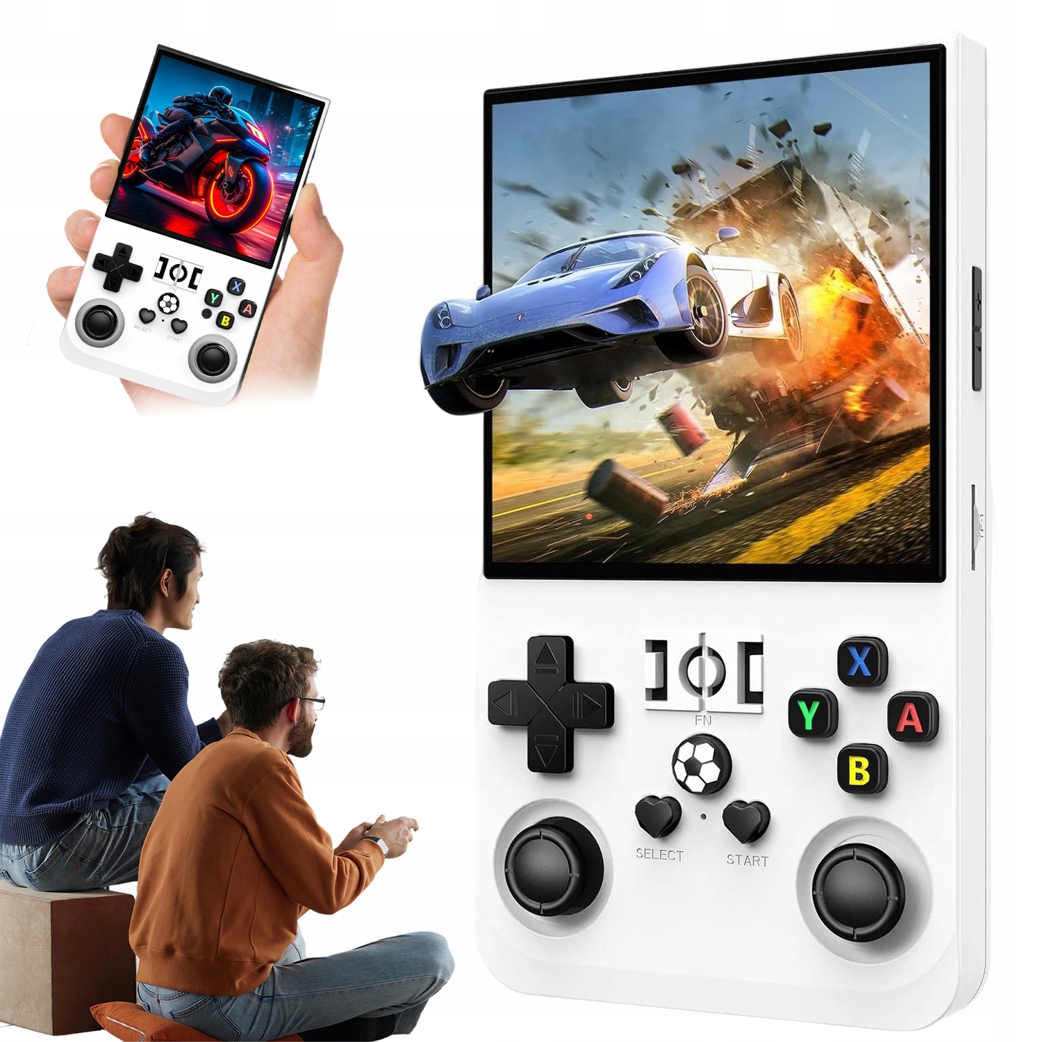 R36MAX Konsola do gier przenośna karta 64 Gb Ekran 4'' Ips 720x720 Biały