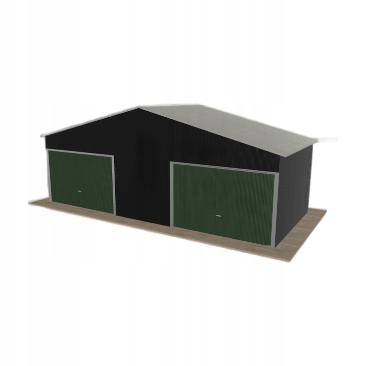 Plechová garáž 8x3.5 m, dvoupolohová, dvoupolohová, černá