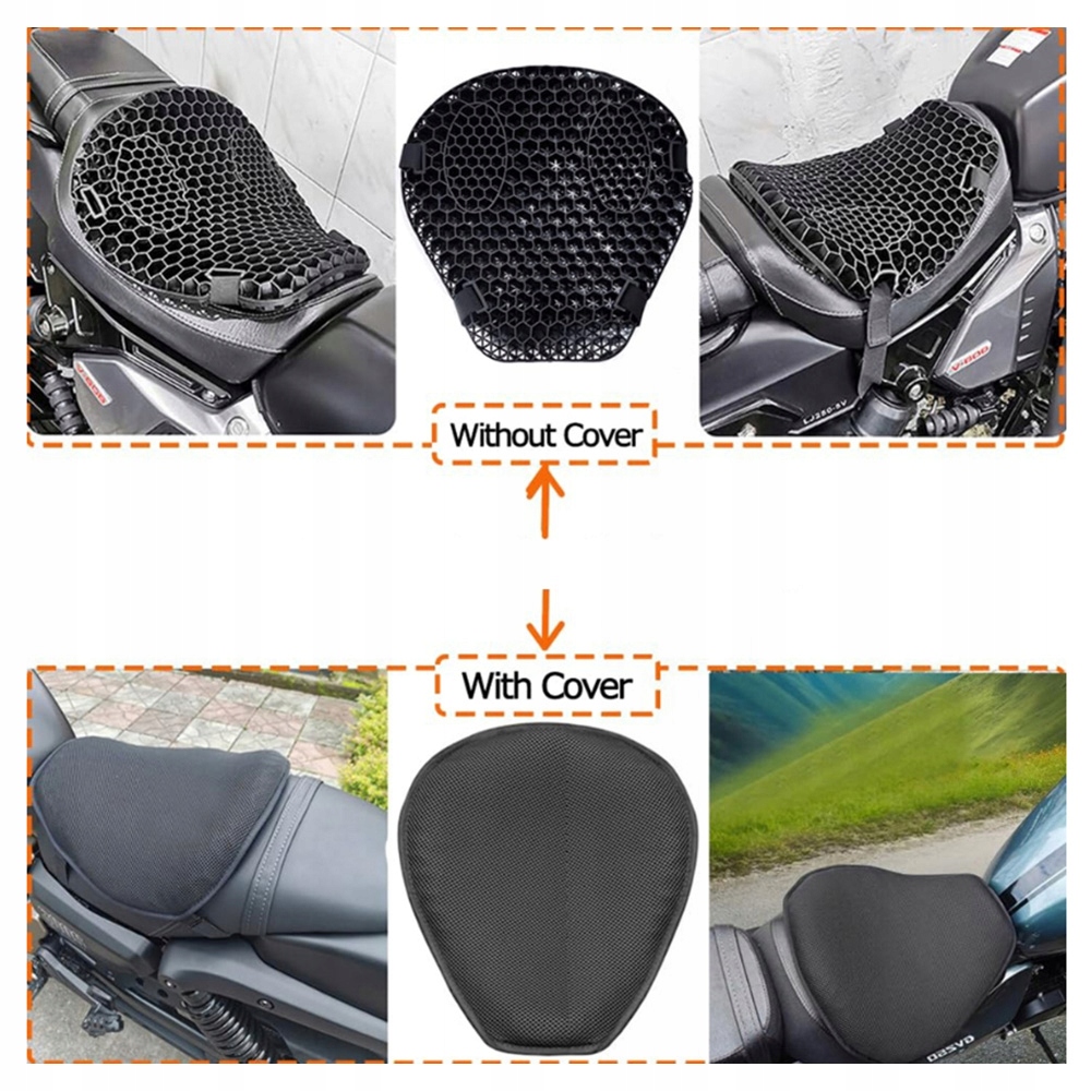 NAKŁADKA MOTOCYKLOWA ŻELOWA PODUSZKA ABSORPCJA WSTRZĄSÓW KOMFORT Dopasowanie do pojazdu produkt uniwersalny