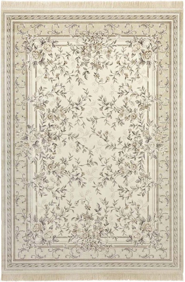 Tradičný koberec 160 x 230 cm do obývačky, klasický béžovo-krémový, z viskózy