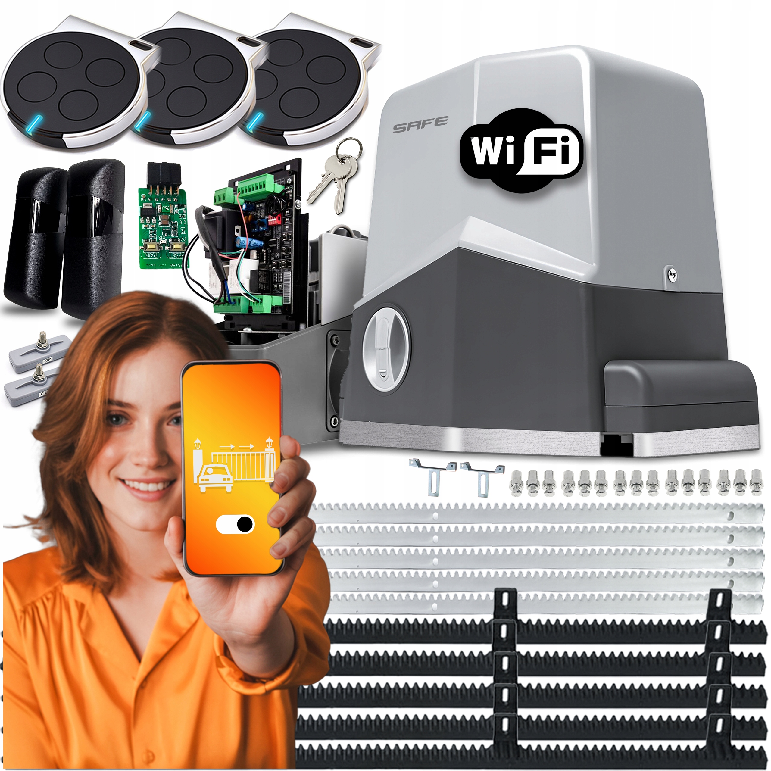 Napęd Bramy Przesuwnej 600KG 3xpilot 5xlistwy Wifi Tuya Automat Do Bramy