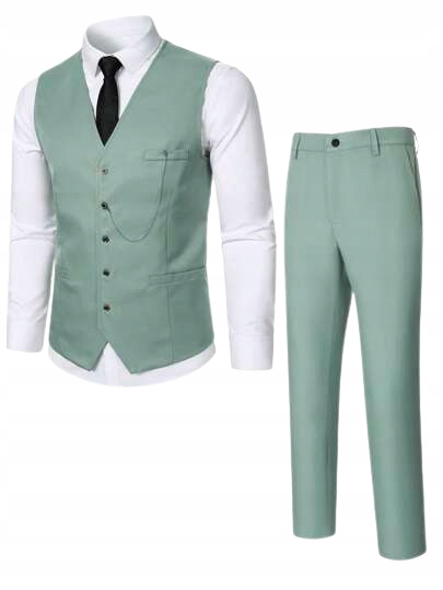 Shein Pánské Elegantní Kalhoty S Vestou V Zelené Barvě XL 1ED