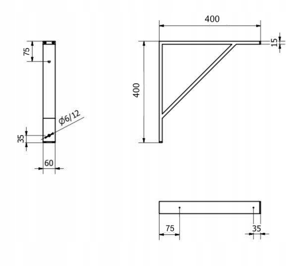 2 szt. WSPORNIK PODPÓRKA DO STOŁU BLATU 400x400 mm Kod producenta 2xWSP400C