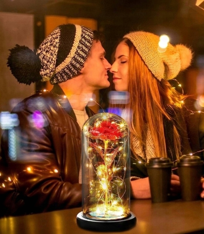 WIECZNA RÓŻA W SZKLE PREZENT ŚWIECĄCA LED PREZENT NA WALENTYNKI Kod producenta RÓŻA NA PREZENT