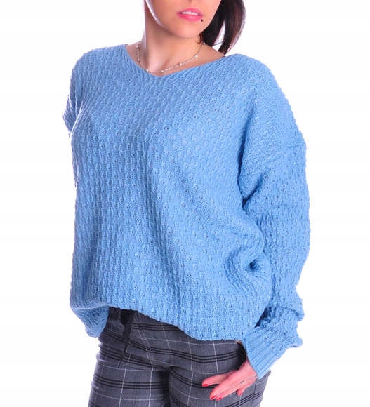 

Oversizowy Damski Niebieski Sweter UB363