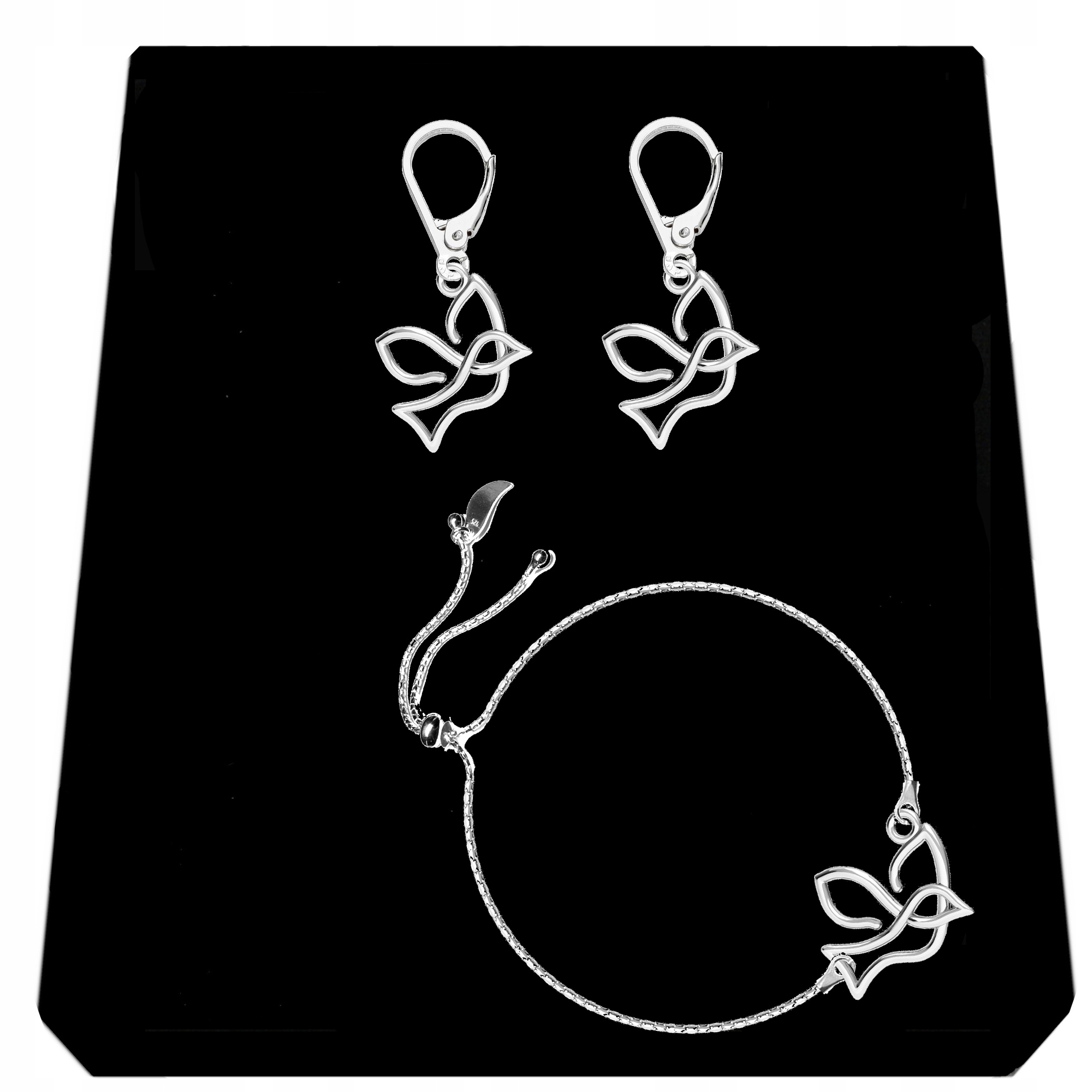 Sada stříbrných šperků Ažurový pták Holub Symbol míru Stříbro 925