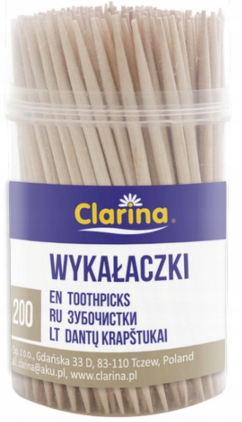 

Clarina 5849 Drewniane Wykałaczki 6,5 CM 200 Sztuk