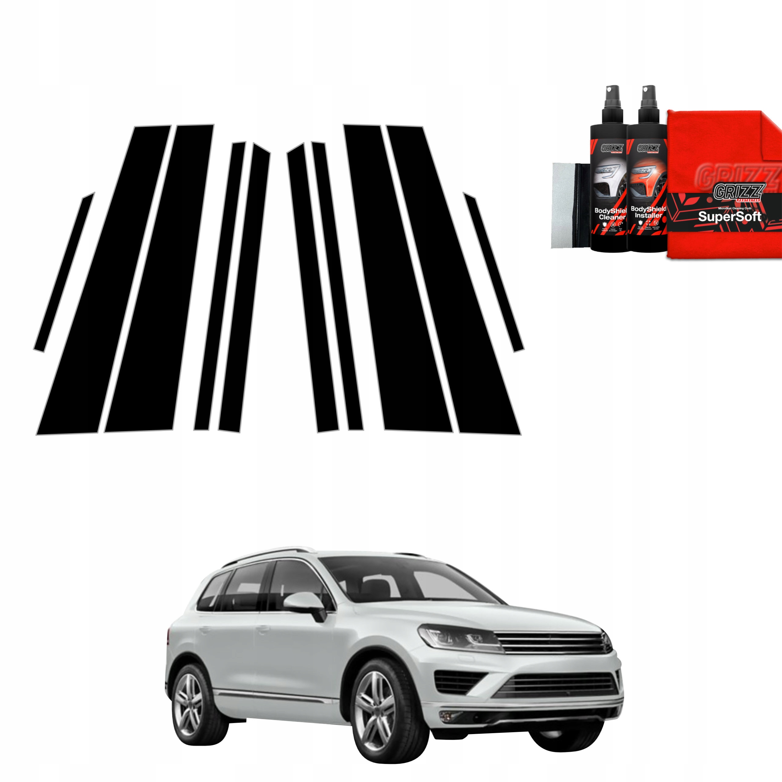 10v1 Černá fólie na sloupky pro Volkswagen Vw Touareg (2014-2018)