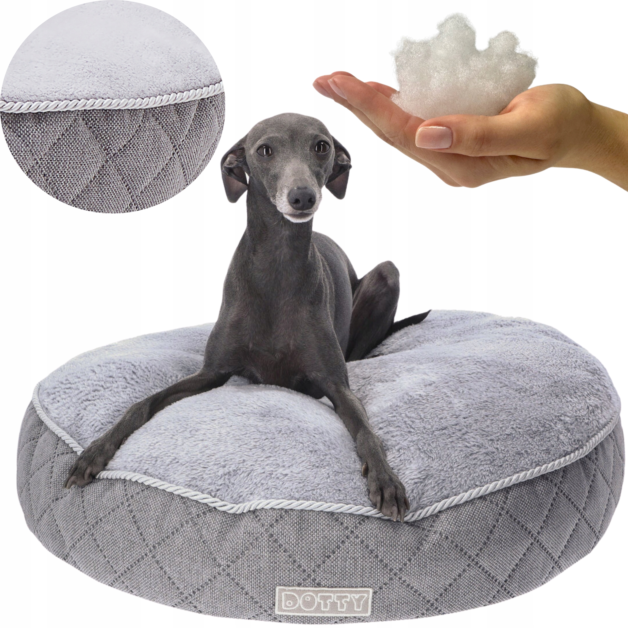 Pelíšek pro psa kulatý Dotty taburet polštář pro kočky plyš minky