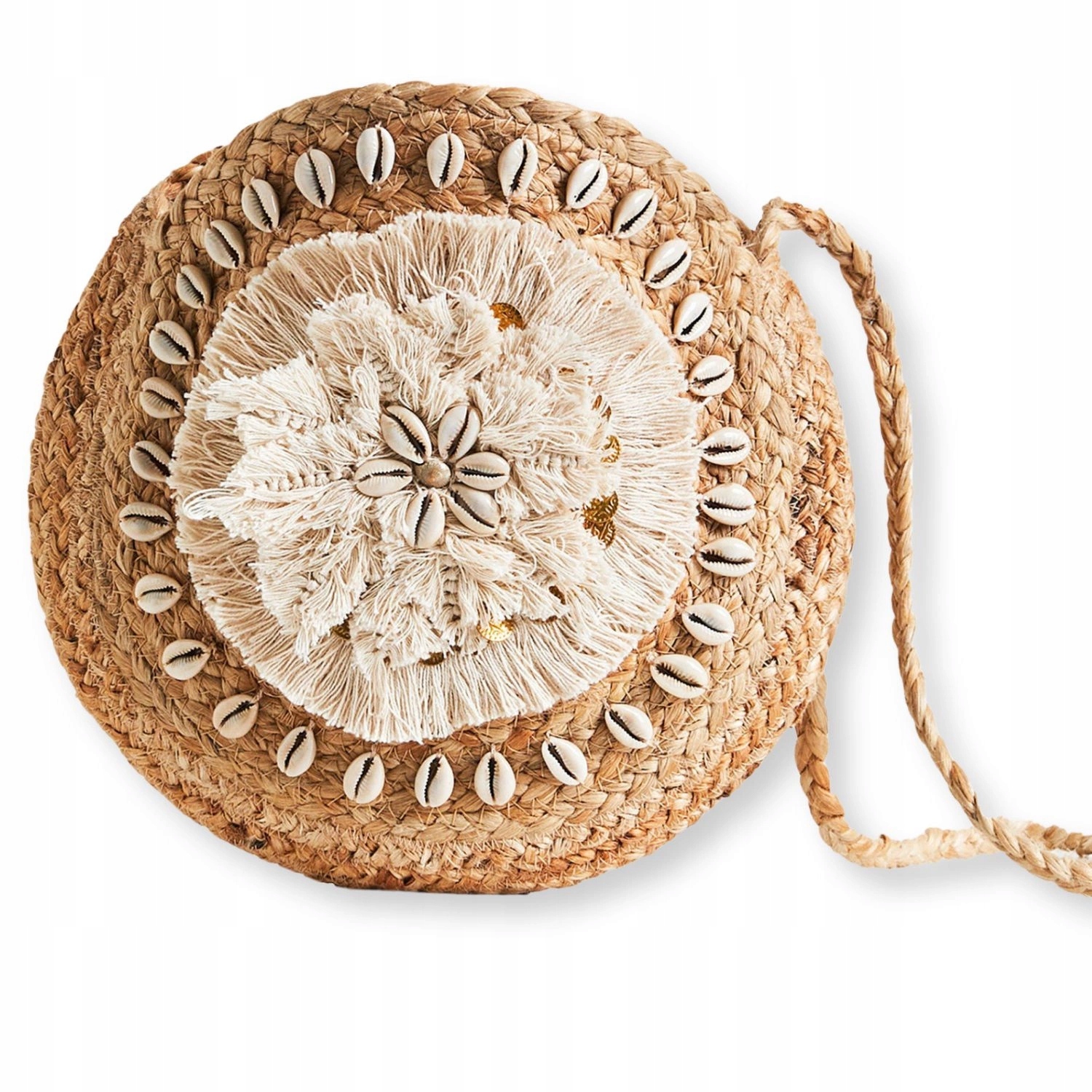 Dámská kabelka Desigual z boho juty s mušlemi a mincemi 26×26 cm