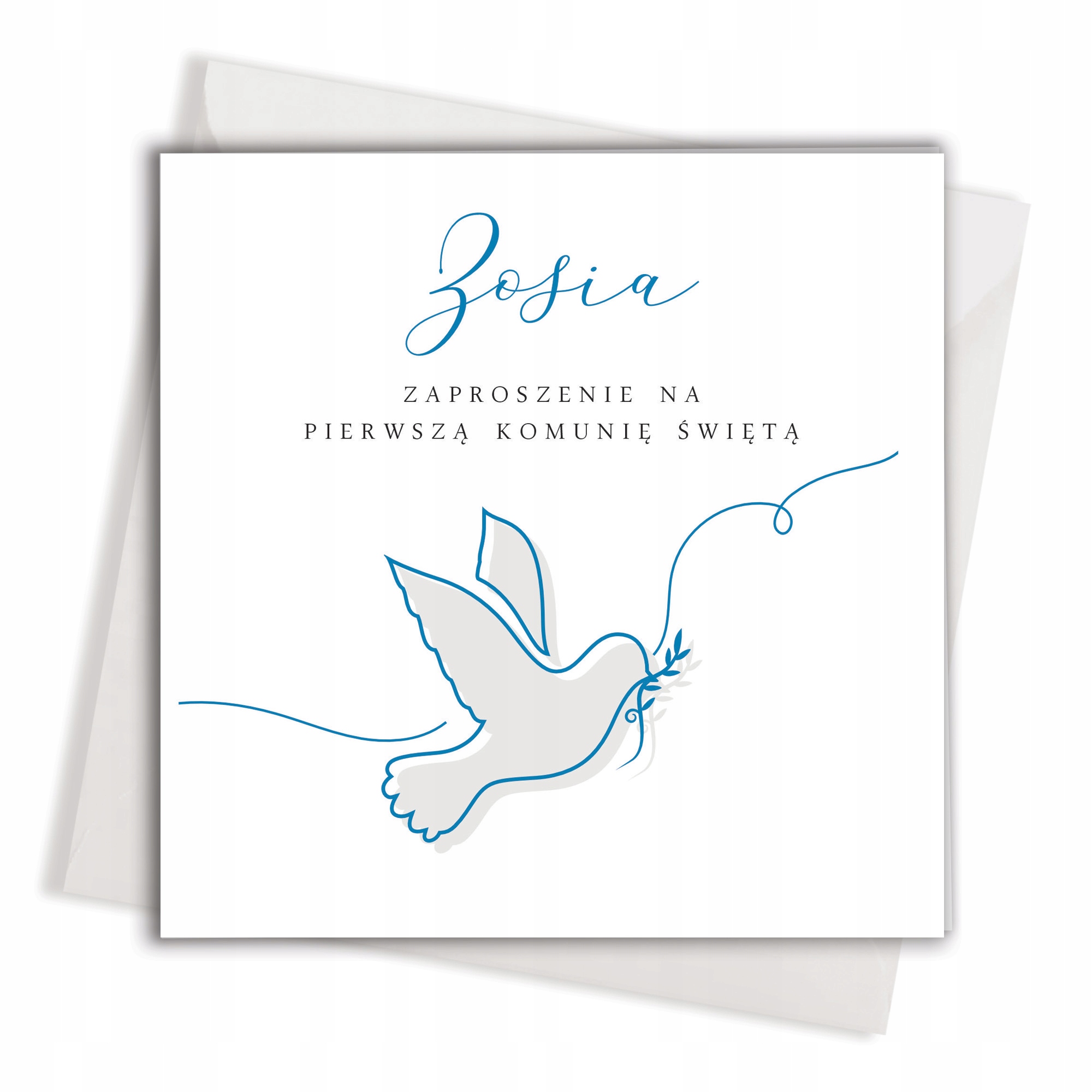 Zaproszenie na Komunię Pastelowe z Kopertą Gotowe + Imię + Personalizacja