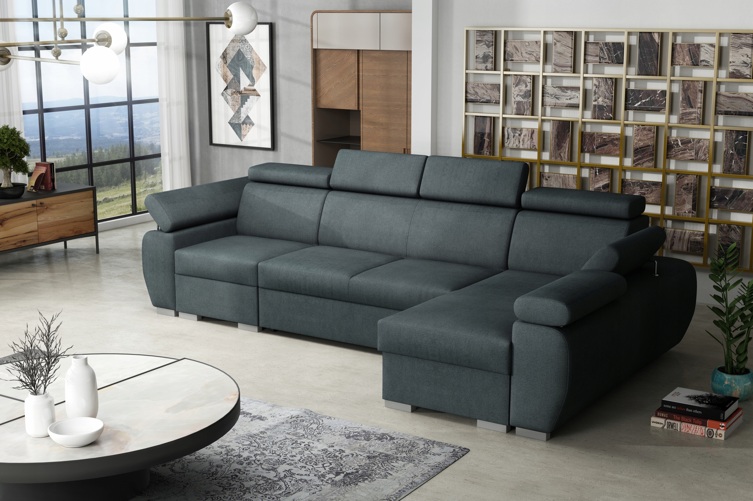 Narożnik modułowy PORTLAND II spanie pojemnik Marka Solo Meble