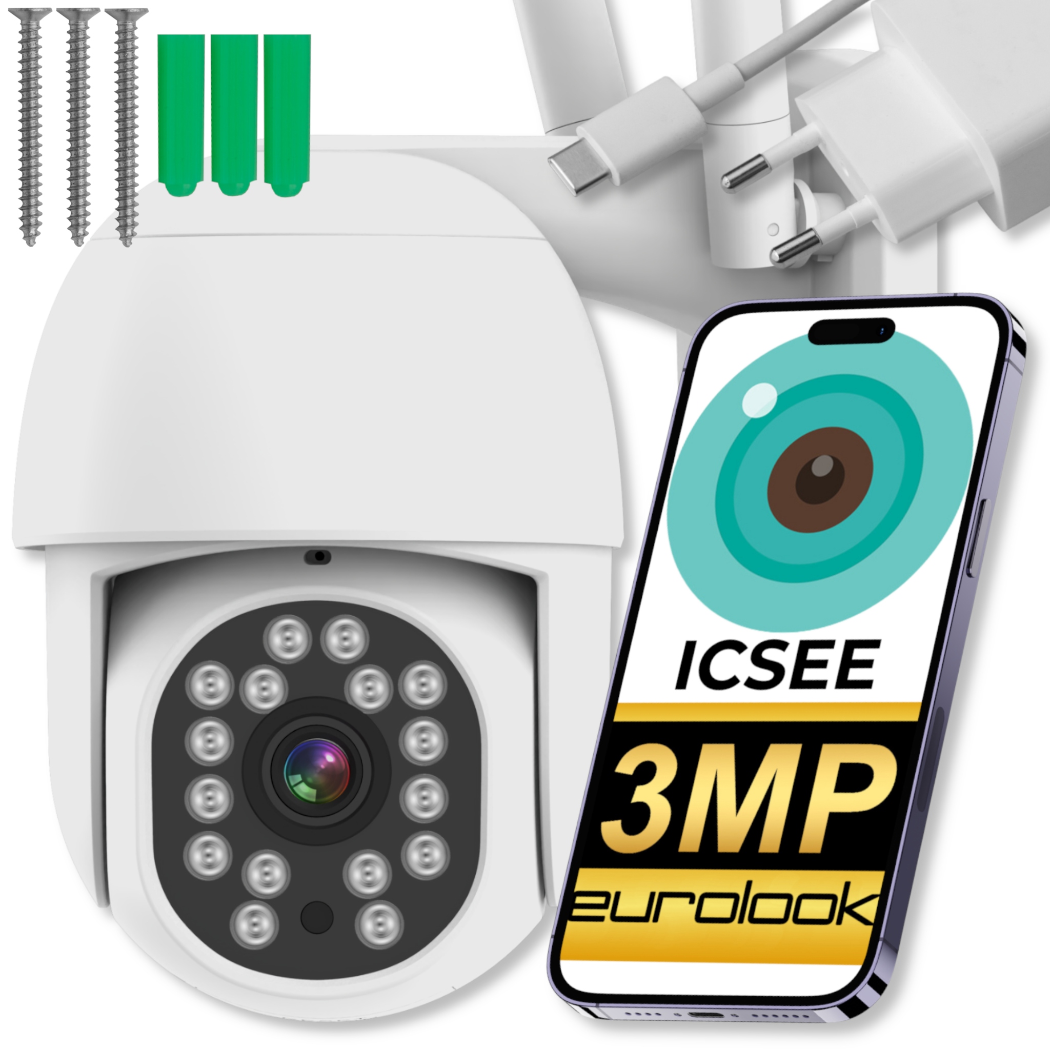 Venkovní Wifi Kamera Fullhd 3MPX Otočná 3MP 4X Zoom Detekce Monitorování
