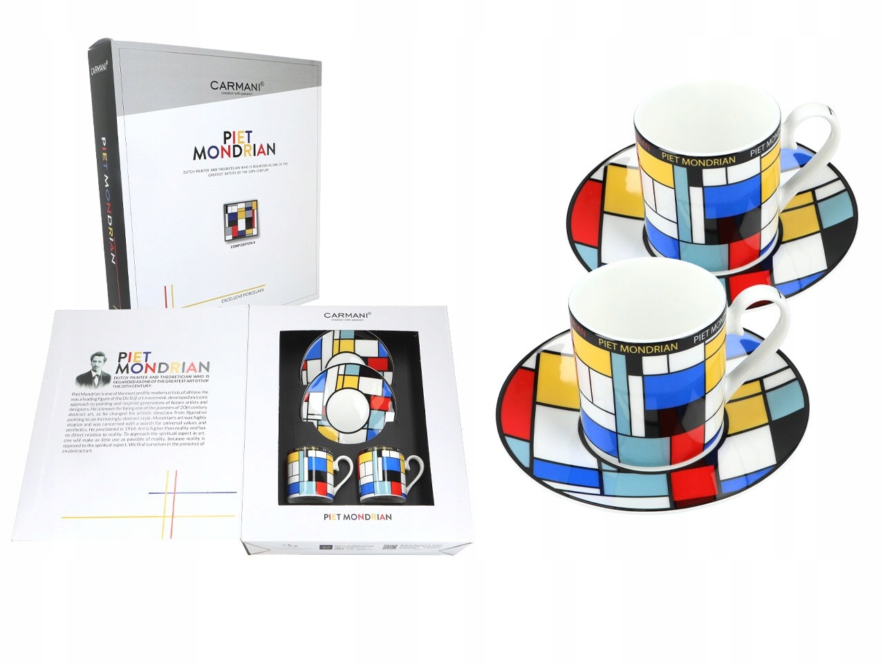 Súprava 2 šálok na espresso P. Mondrian, Composition A (carmani)