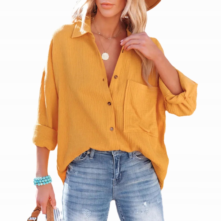 KOSZULA DAMSKA MUŚLINOWA - LUŹNA OVERSIZE Italy Rozmiar M