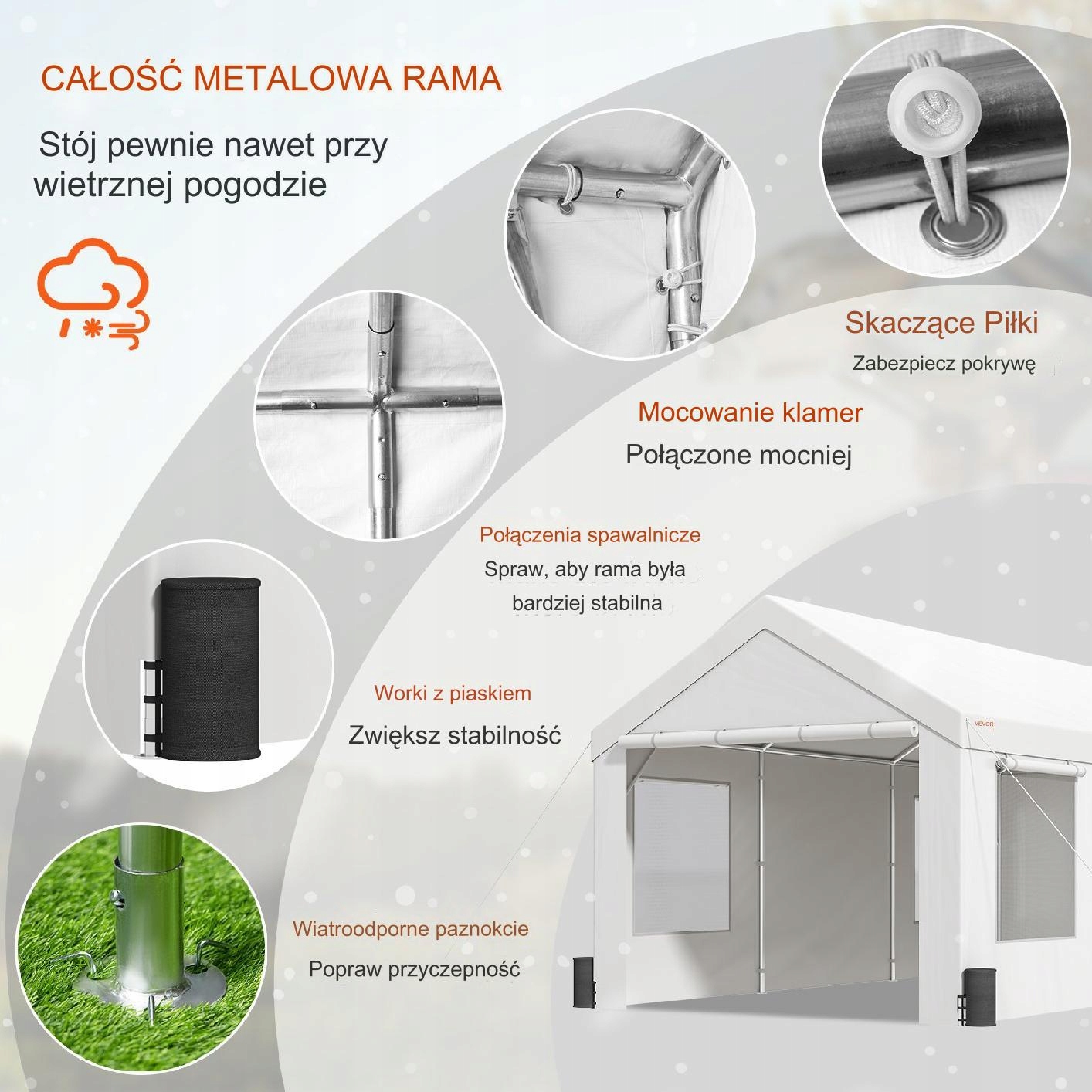 Namiot garażowy magazynowy 3 x 6 m Wysokość 2.8 m