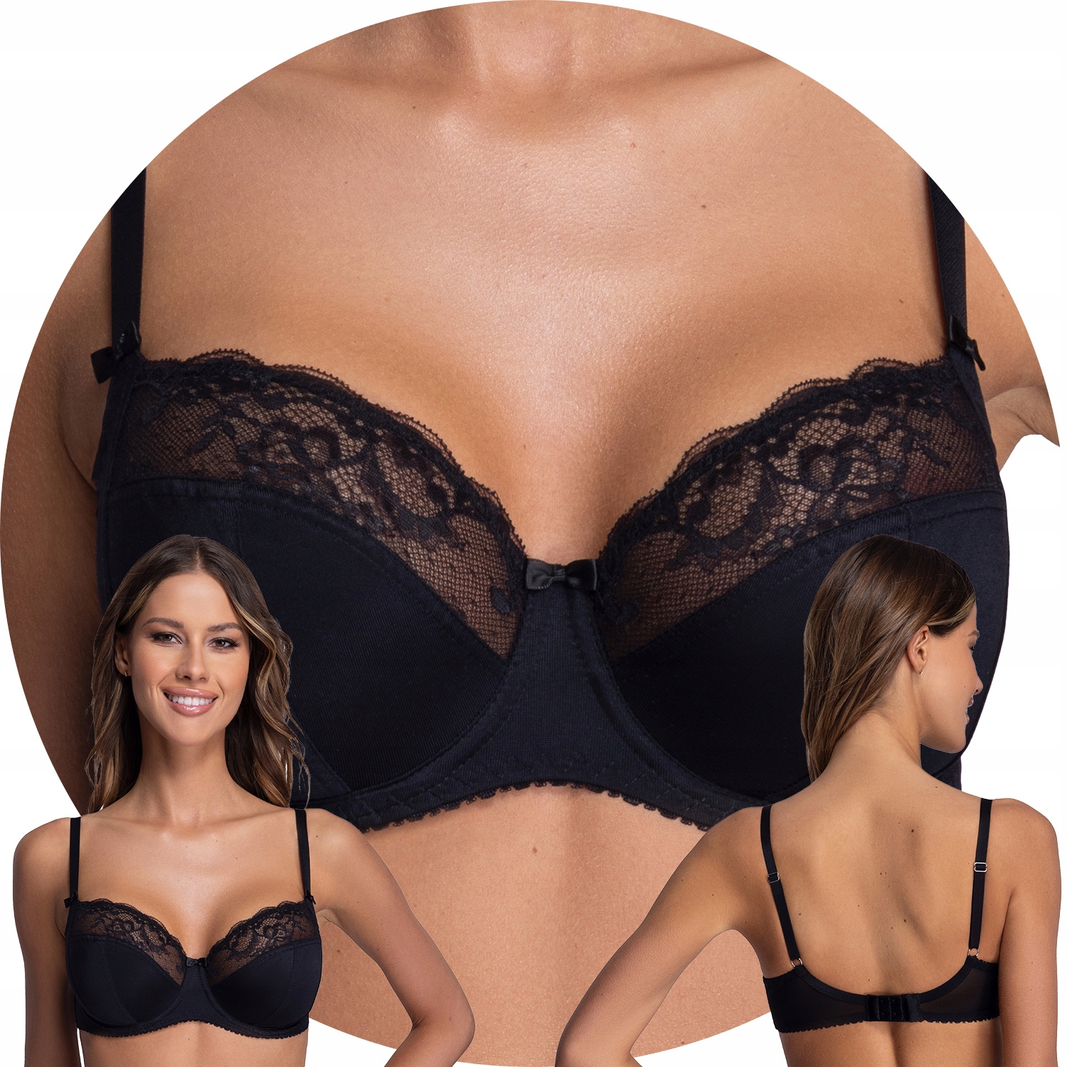 Ava 2111 Azalea Maxi černá krajka Měkká podprsenka 80K Soft