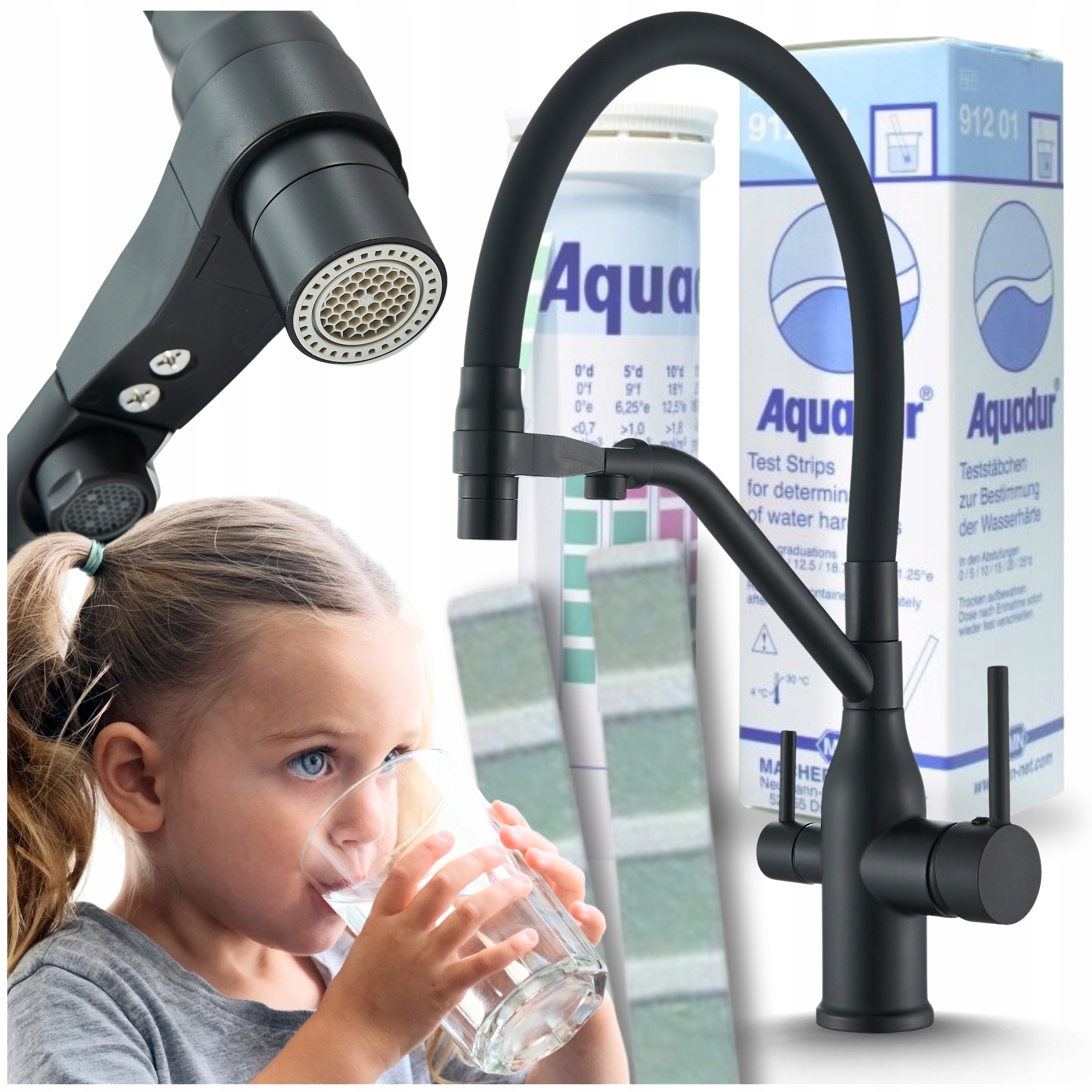 Kohoutek do kuchyně s odnímatelným výtokem Výlevka na vodní filtr Třícestná baterie