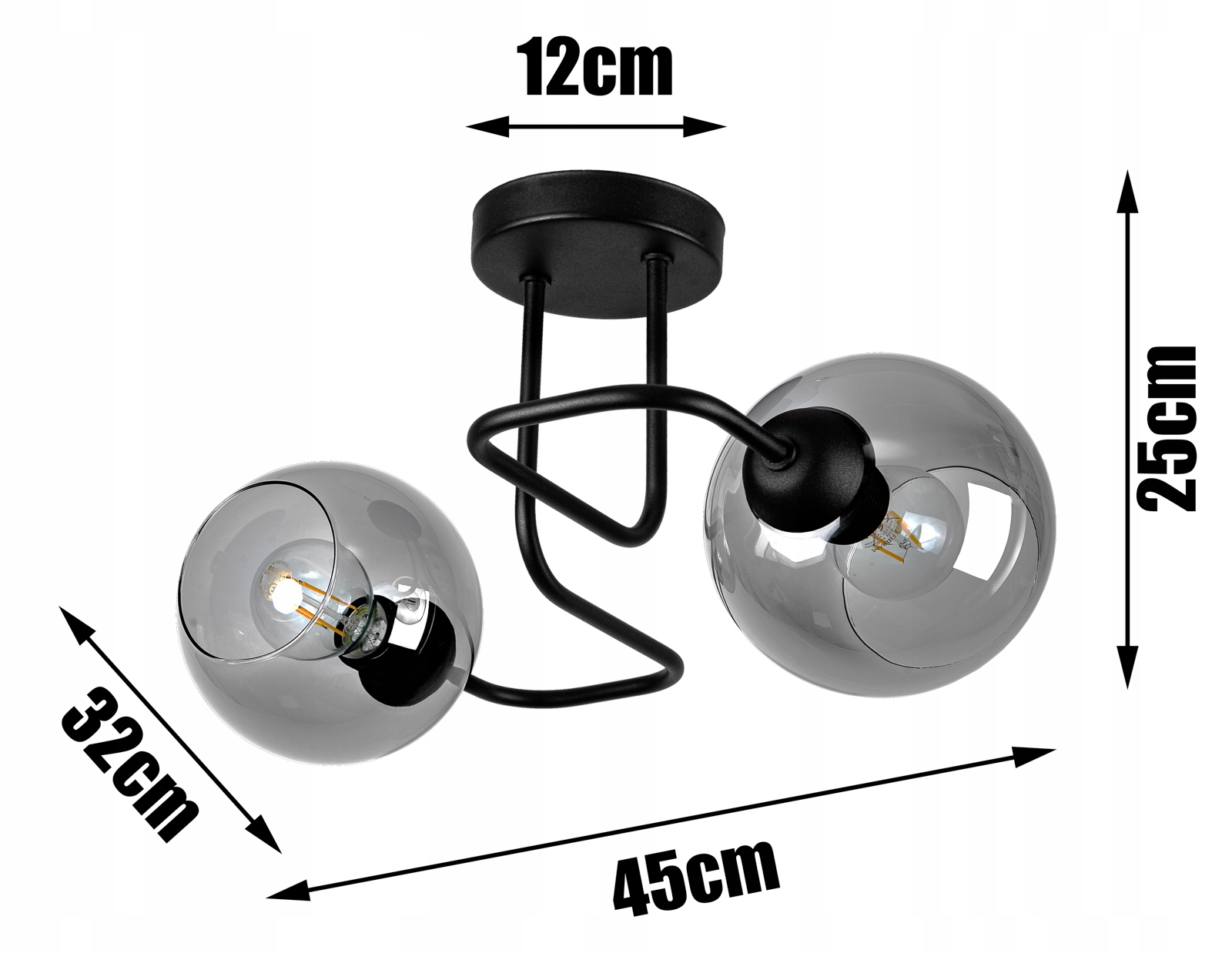 SZKLANA LAMPA SUFITOWA ŻYRANDOL PLAFON EDISON LED Marka Glimex