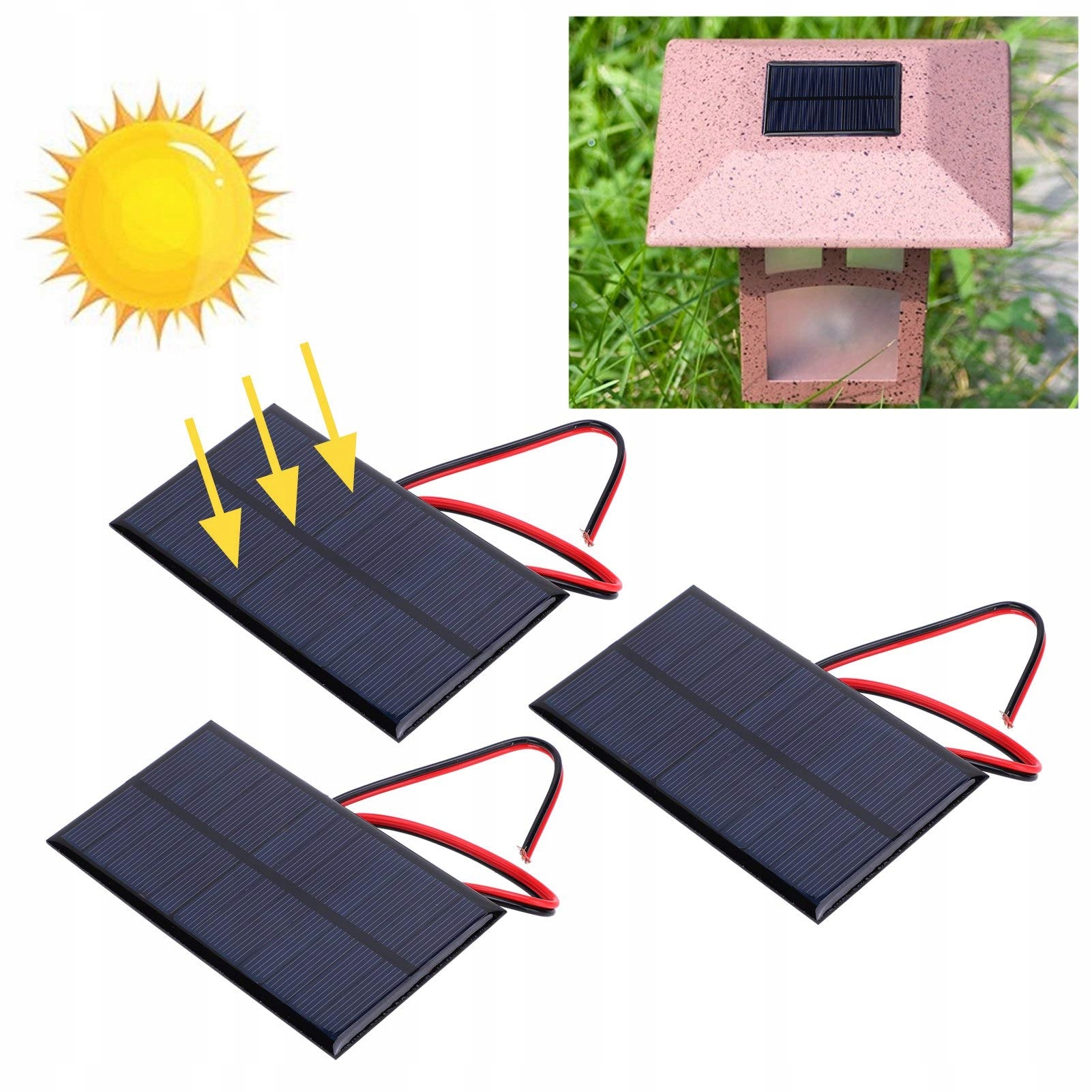 MINI SOLAR 3 Sztuki 1W Solarmodul 6V Polikrzemowe z Kablem — miniatura 6