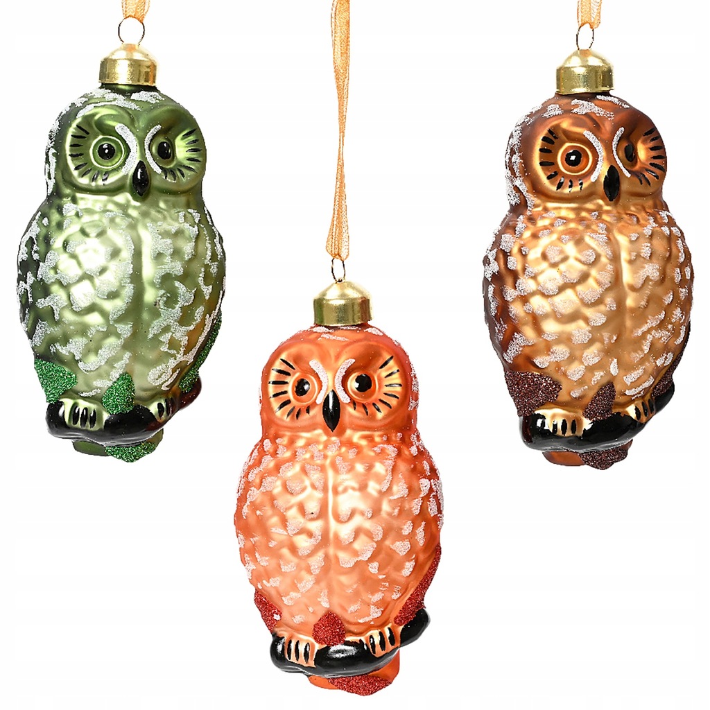 Vánoční Baňky Sova na vánoční stromeček Přívěsky Tvarovky 13 cm 3 ks mix barev