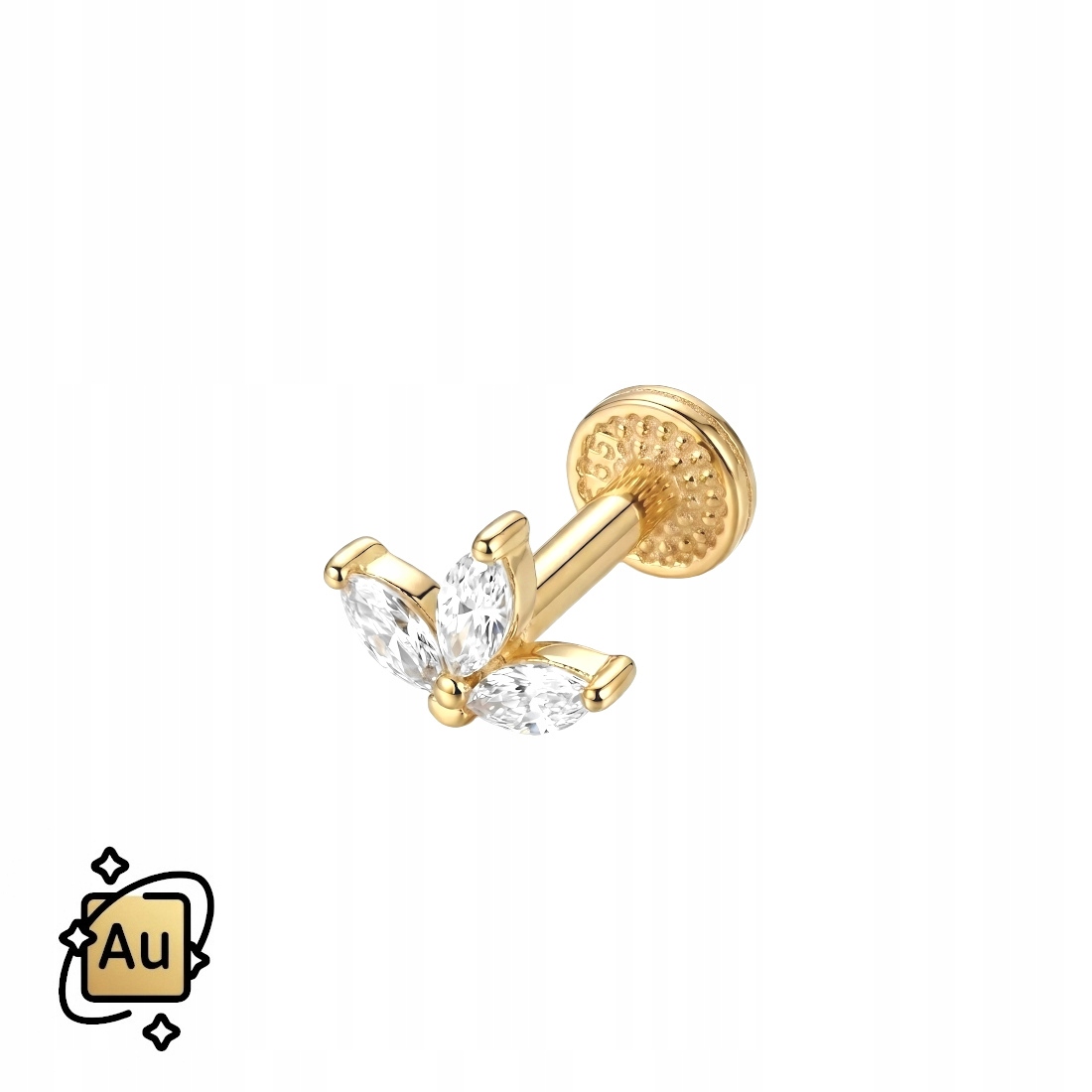 Zlatý labret Lotosový Květ se zirkonem Internal ze zlata 14K 1,2/8 mm