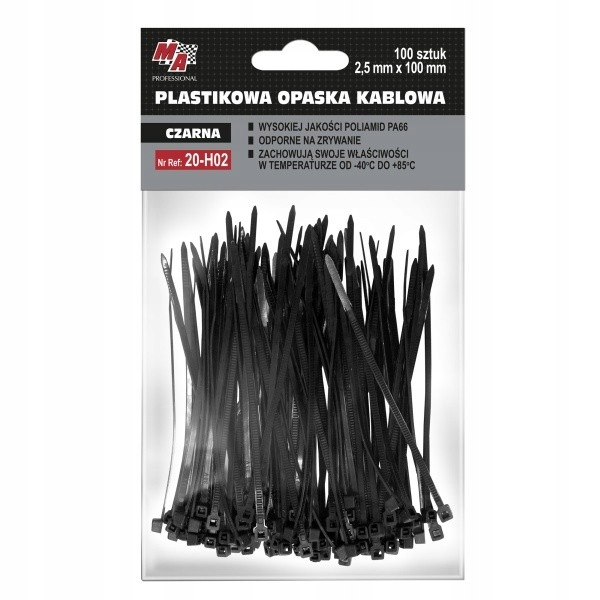 Opaska Plastikowa 2,5X100 (1 Opak. 100 Szt) Czarna AMT20-H02