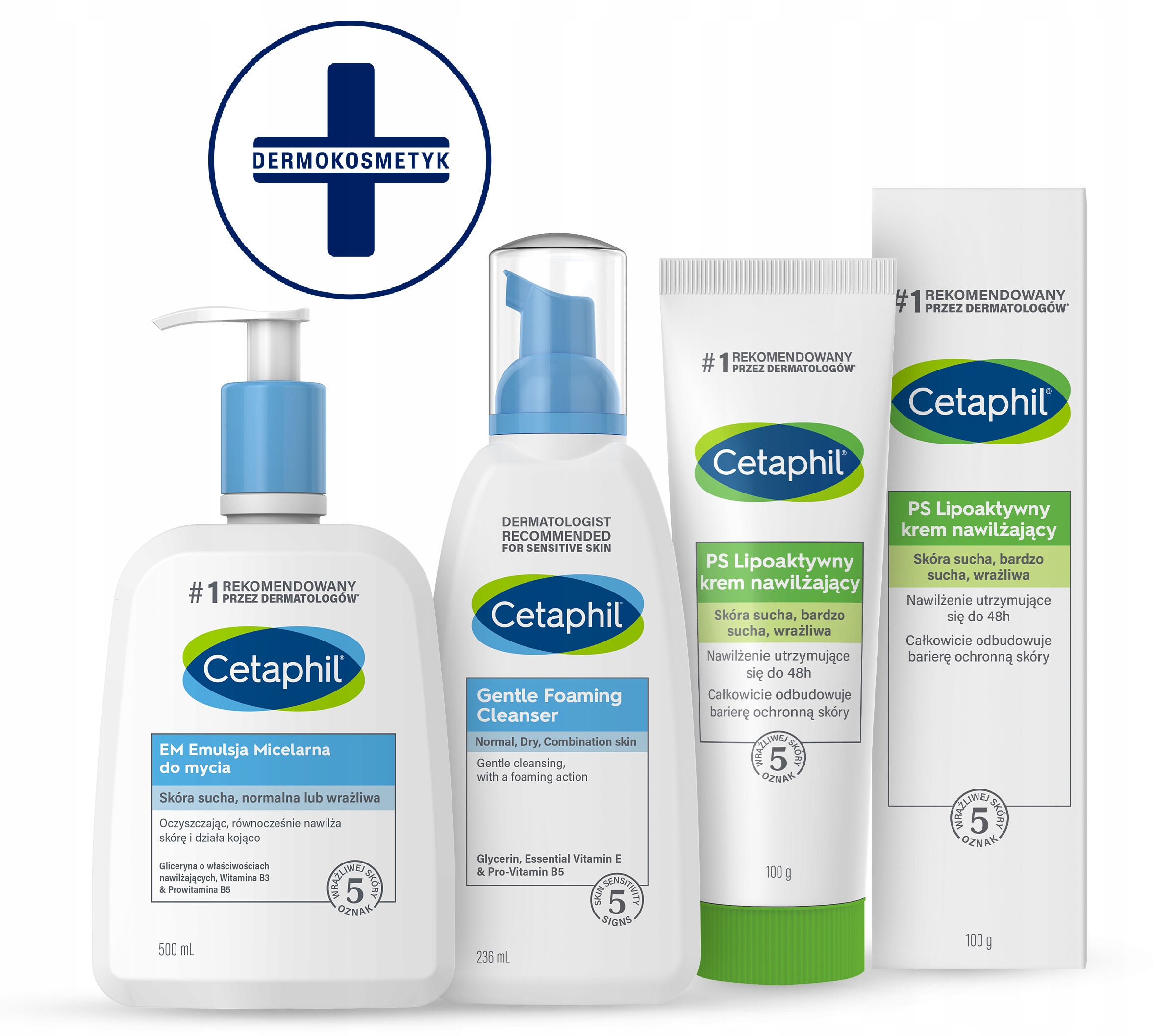 Zestaw Cetaphil Em Emulsja 500 ml Pianka i Ps Krem