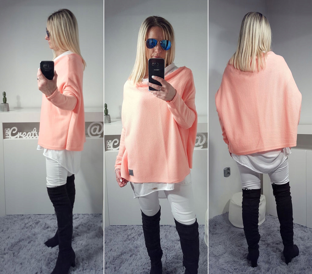 

Sweterek Oversize Tunika Sweter Wool Odkryte Ramię