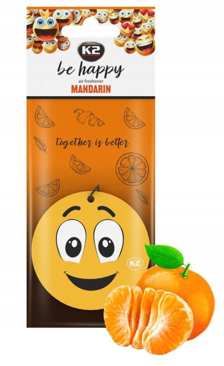 K2 - BE HAPPY - ZAPACH ODŚWIEŻACZ ZAWIESZKA - MANDARYNKA